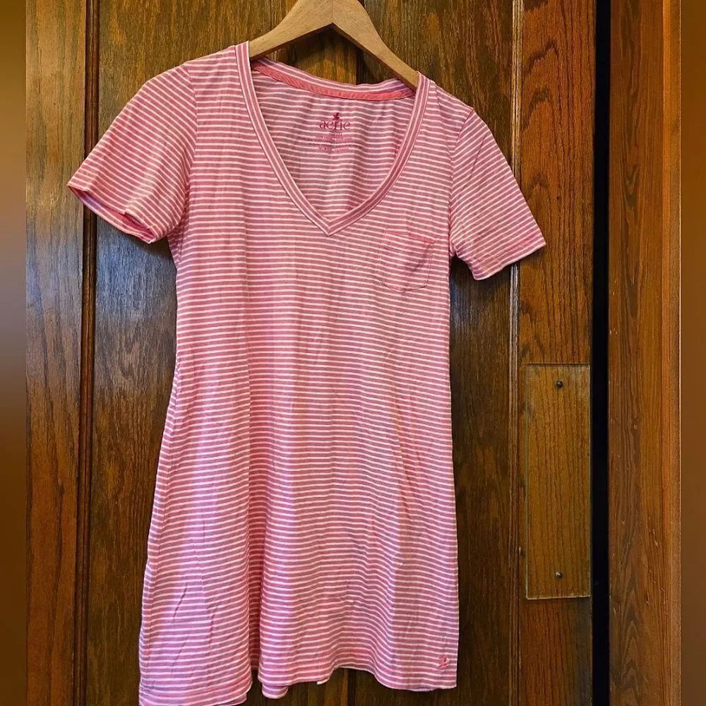 Aerie Pink and White Striped Cotton Nightgown
